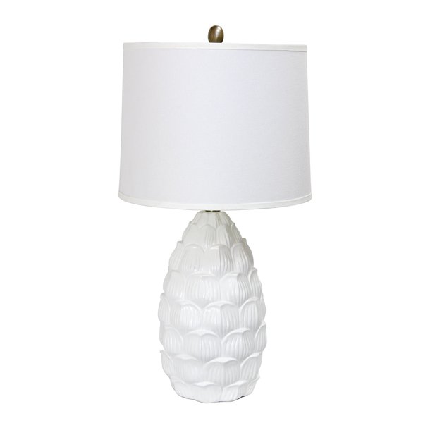 Elegant Designs Resin Table Lamp with Fabric Shade, White LT3215-WHT